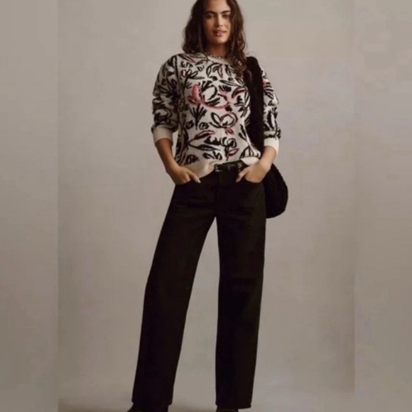 NWT Anthropologie Floral Pop Embroidered Sweater - Size S/XS Oversized XS - Picture 4 of 11